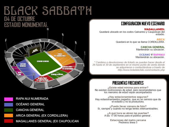 Mapa de ubicaciones - Black Sabbath en Chile 2013